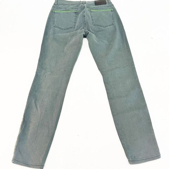 DKNY Green Denim Jeans Contrast Stitching Skinny High Rise Size 28 - Picture 3 of 9